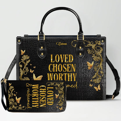 CHRISTIANARTBAG Personalized Leather Handbag & Wallet Set - Custom Name | Christian Gift | CHRISTIANARTBAG CAB014226