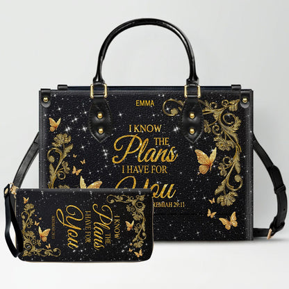 Personalized Christian Leather Handbag & Long Wallet Set | Custom Name & Bible Verse | ChristianArtBag CAB013126