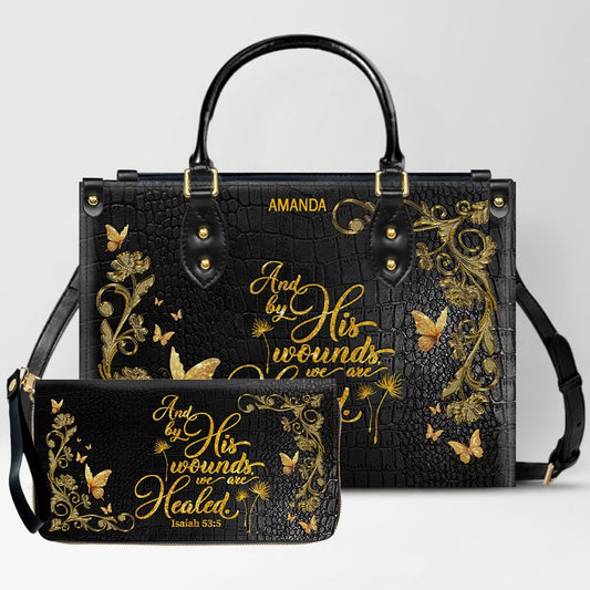 Personalized Leather Handbag with Custom Name & Bible Verse - Personalized Christian Leather Handbag & Wallet Set | CHRISTIANARTBAG™ CAB0141426