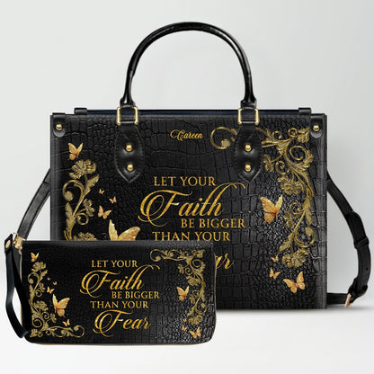 Personalized Leather Handbag with Custom Name & Bible Verse - Personalized Christian Leather Handbag & Wallet Set | CHRISTIANARTBAG™ CAB0141426