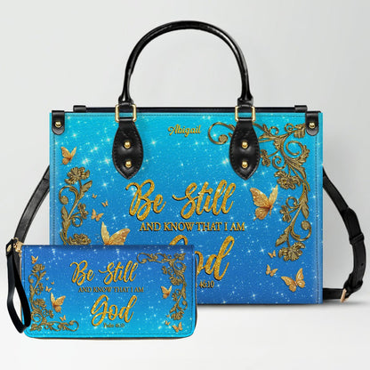 Personalized Christian Leather Handbag Set – Bible Verse Tote Bag & Matching Wallet for Women | Custom Name Gift CAB06030226