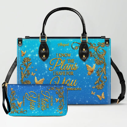 Personalized Christian Leather Handbag Set – Bible Verse Tote Bag & Matching Wallet for Women | Custom Name Gift CAB06030226