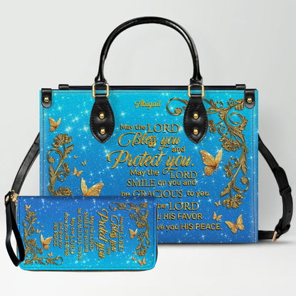 Personalized Christian Leather Handbag Set – Bible Verse Tote Bag & Matching Wallet for Women | Custom Name Gift CAB06030226
