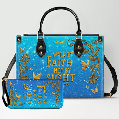 Personalized Christian Leather Handbag Set – Bible Verse Tote Bag & Matching Wallet for Women | Custom Name Gift CAB06030226