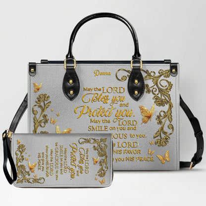 CHRISTIANARTBAG Personalized Leather Handbag & Long Wallet Set – Custom Name & Bible Verse Christian Purse Gift for Women - CAB01030226