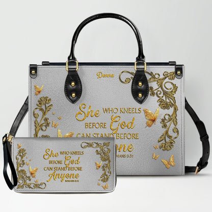 CHRISTIANARTBAG Personalized Leather Handbag & Long Wallet Set – Custom Name & Bible Verse Christian Purse Gift for Women - CAB01030226