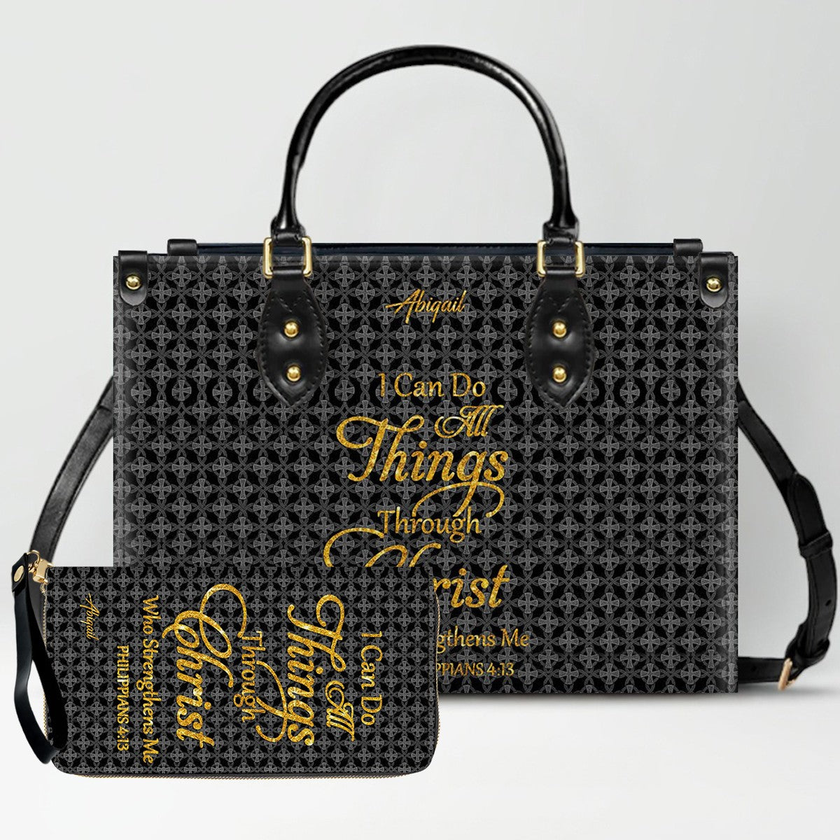 Personalized Leather Handbag for Women – “I Can Do All Things Through Christ” Philippians 4:13 | Christian Gift for Mom | CHRISTIANARTBAG CAB31626