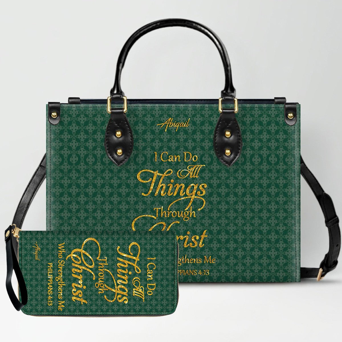 Personalized Leather Handbag for Women – “I Can Do All Things Through Christ” Philippians 4:13 | Christian Gift for Mom | CHRISTIANARTBAG CAB31626