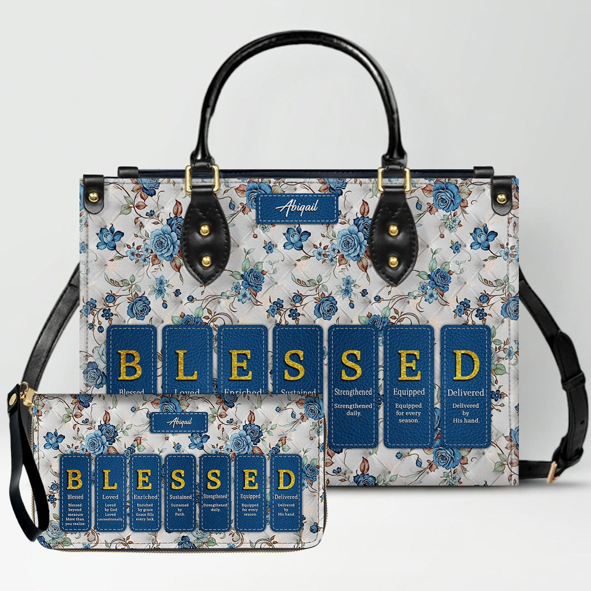 CHRISTIANARTBAG Custom Bible Verse Leather Handbag Set – Personalized Christian Tote Bag & Wallet for Women, Faith-Inspired Gift