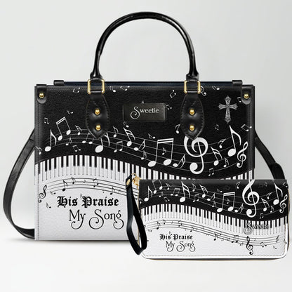 Personalized Christian Leather Handbag - Custom Bible Verse & Hymn Music Note Tote Bag - CHRISTIANARTBAG CAB01041526