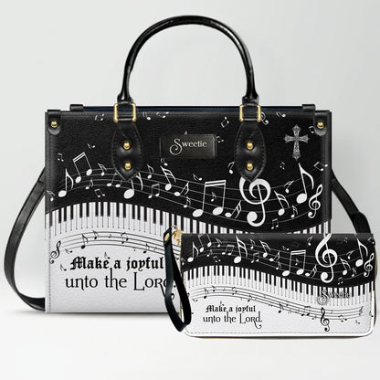 Personalized Christian Leather Handbag - Custom Bible Verse & Hymn Music Note Tote Bag - CHRISTIANARTBAG CAB01041526