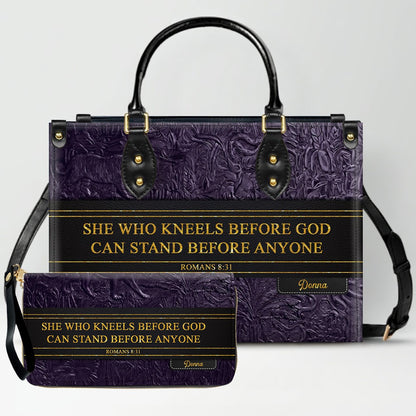 Luxury Embossed Leather Christian Tote Bag - Custom Name & Scripture Purse - Premium Faith Gift for Women CAB0132426