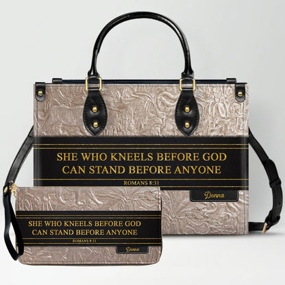 Luxury Embossed Leather Christian Tote Bag - Custom Name & Scripture Purse - Premium Faith Gift for Women CAB0132426