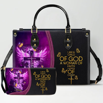 Personalized Christian Leather Handbag by CHRISTIANARTBAG - Custom Bible Verse Cross & Wings Design - Faith-Based Gift for Women CAB0141726