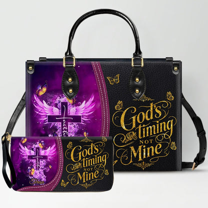 Personalized Christian Leather Handbag by CHRISTIANARTBAG - Custom Bible Verse Cross & Wings Design - Faith-Based Gift for Women CAB0141726