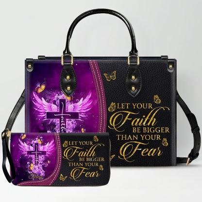 Personalized Christian Leather Handbag by CHRISTIANARTBAG - Custom Bible Verse Cross & Wings Design - Faith-Based Gift for Women CAB0141726