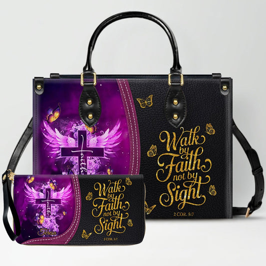 Personalized Christian Leather Handbag by CHRISTIANARTBAG - Custom Bible Verse Cross & Wings Design - Faith-Based Gift for Women CAB0141726