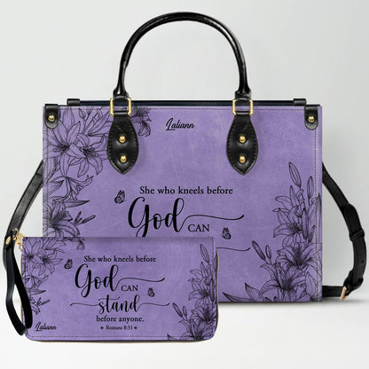 CHRISTIANARTBAG Personalized Purple Leather Bag - Custom Bible Verse Handbag - Floral Christian Gifts for Her - Numbers 6:24-26 Blessing Tote