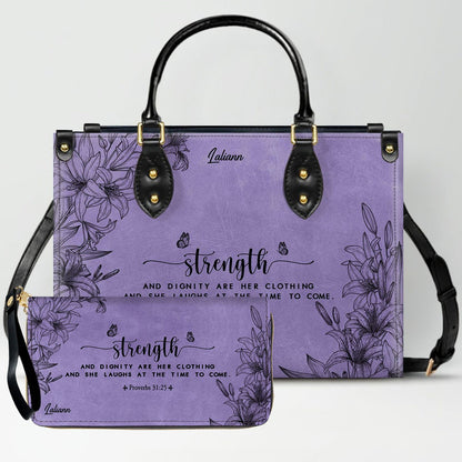 CHRISTIANARTBAG Personalized Purple Leather Bag - Custom Bible Verse Handbag - Floral Christian Gifts for Her - Numbers 6:24-26 Blessing Tote
