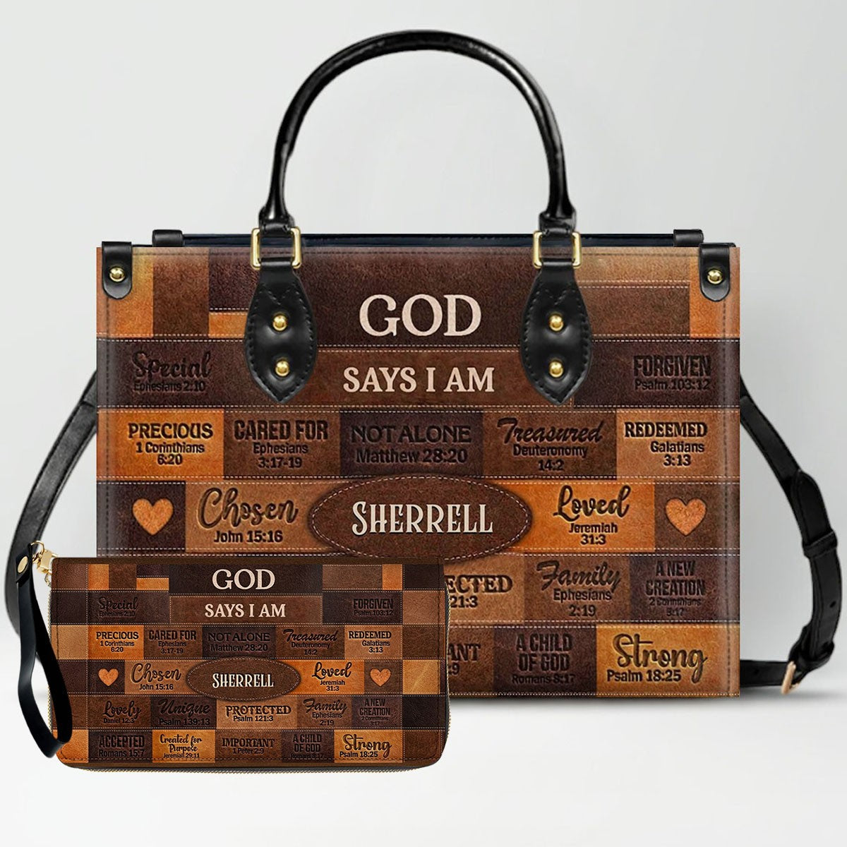 Christian Art Bag God Says You Are Personalized Handbag with Long Wallet | Custom Scripture Leather Tote & Purse Set | Faith Based Religious Gifts for Her CAB01061526