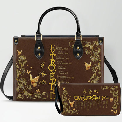Personalized Leather Handbag by CHRISTIANARTBAG - EXTROVERTED | INTROVERT Biblical Acrostic Design - Custom Christian Gift for Women