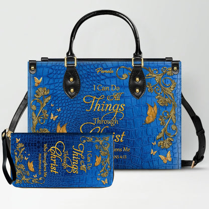 "I Can Do All Things" Inspirational Leather Bag & Wallet Set | CHRISTIANARTBAG™ CAB01042326