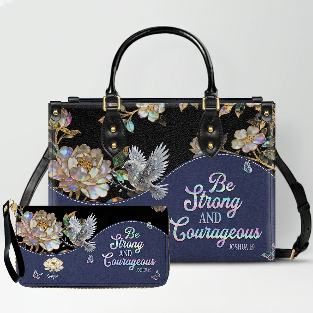 Personalized Leather Handbag – Christian Purse | Mother of Pearl Style | CHRISTIANARTBAG CAB123025