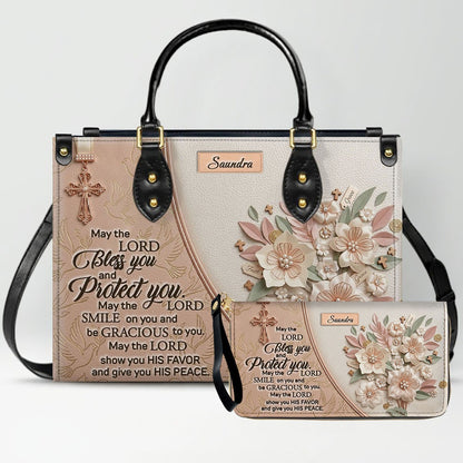CHRISTIANARTBAG Personalized Leather Handbag and Wallet Set | Beige Custom Name Cross Purse & Long Wristlet Clutch CAB01061626