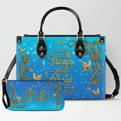 "I Can Do All Things" Inspirational Leather Bag & Wallet Set | CHRISTIANARTBAG™ CAB01042326