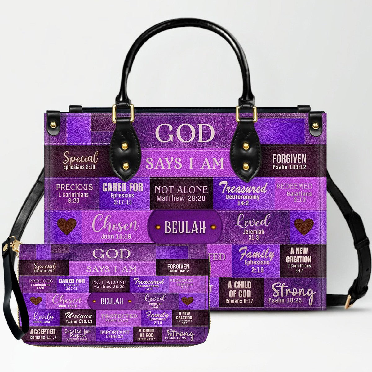 Christianartbag Handbags, God Says You Are Leather Handbag Purple, Personalized Bags, Gifts for Women, Christmas Gift, CABLTB02220923.
