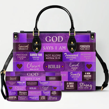 Christianartbag Handbags, God Says You Are Leather Handbag Purple, Personalized Bags, Gifts for Women, Christmas Gift, CABLTB02220923.