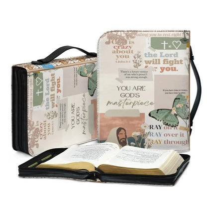 Christianartbag Bible Cover, Daily Bible You Are GOD's Masterpiece Bible Cover, Personalized Bible Cover, Women Flower Bible Cover, Christian Gifts, CAB05221023. - Christian Art Bag