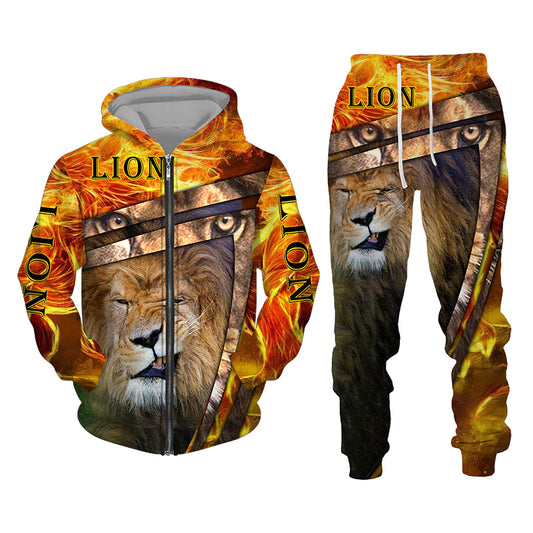 Christianartbag Clothing, Unisex Set Zip Hoodie Lion King 3D, Christian 3D T-Shirt, Christian 3D Hoodie, Christian 3D Sweater, Personalized Hoodies. - Christian Art Bag