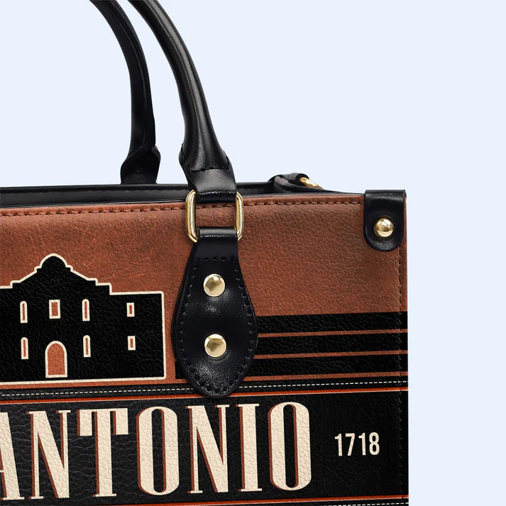 San Antonio Alamo City Leather Handbag by CHRISTIANARTBAG – Texan Heritage Charm - CABLTHB11010424.