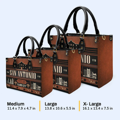 San Antonio Alamo City Leather Handbag by CHRISTIANARTBAG – Texan Heritage Charm - CABLTHB11010424.