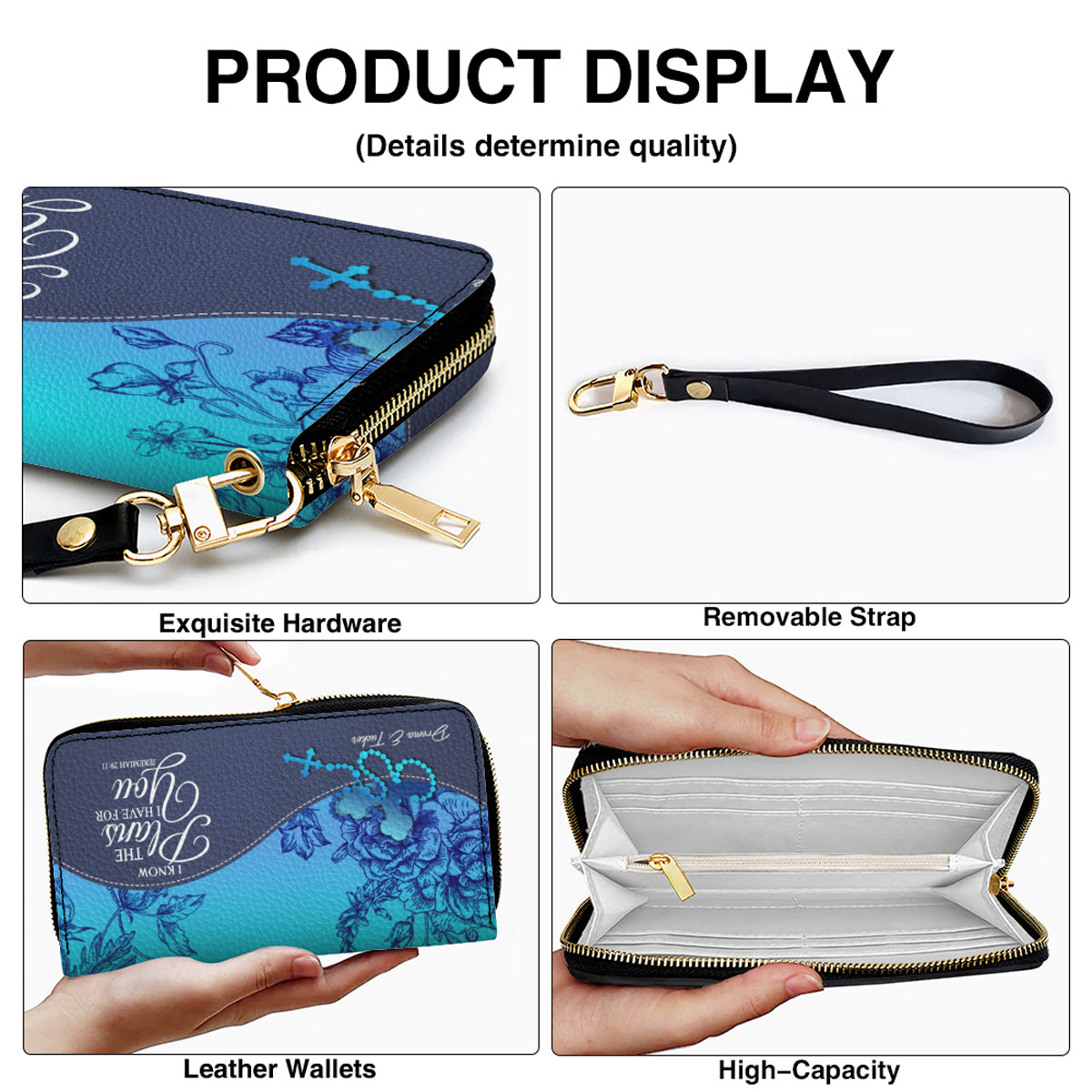 Personalized Christian Long Wallet for Women | Engraved Bible Verse & Name Wristlet Purse – CHRISTIANARTBAG