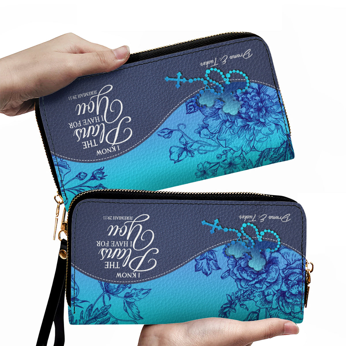 Personalized Christian Long Wallet for Women | Engraved Bible Verse & Name Wristlet Purse – CHRISTIANARTBAG