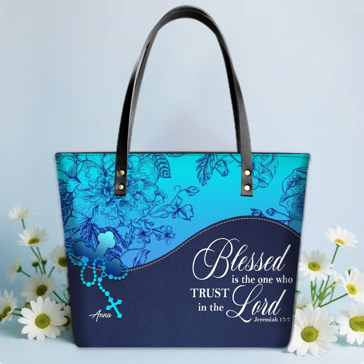 Personalized Leather TOTE Bag – Custom Name & Bible Verse Christian Handbag | CHRISTIANARTBAG Luxury Collection