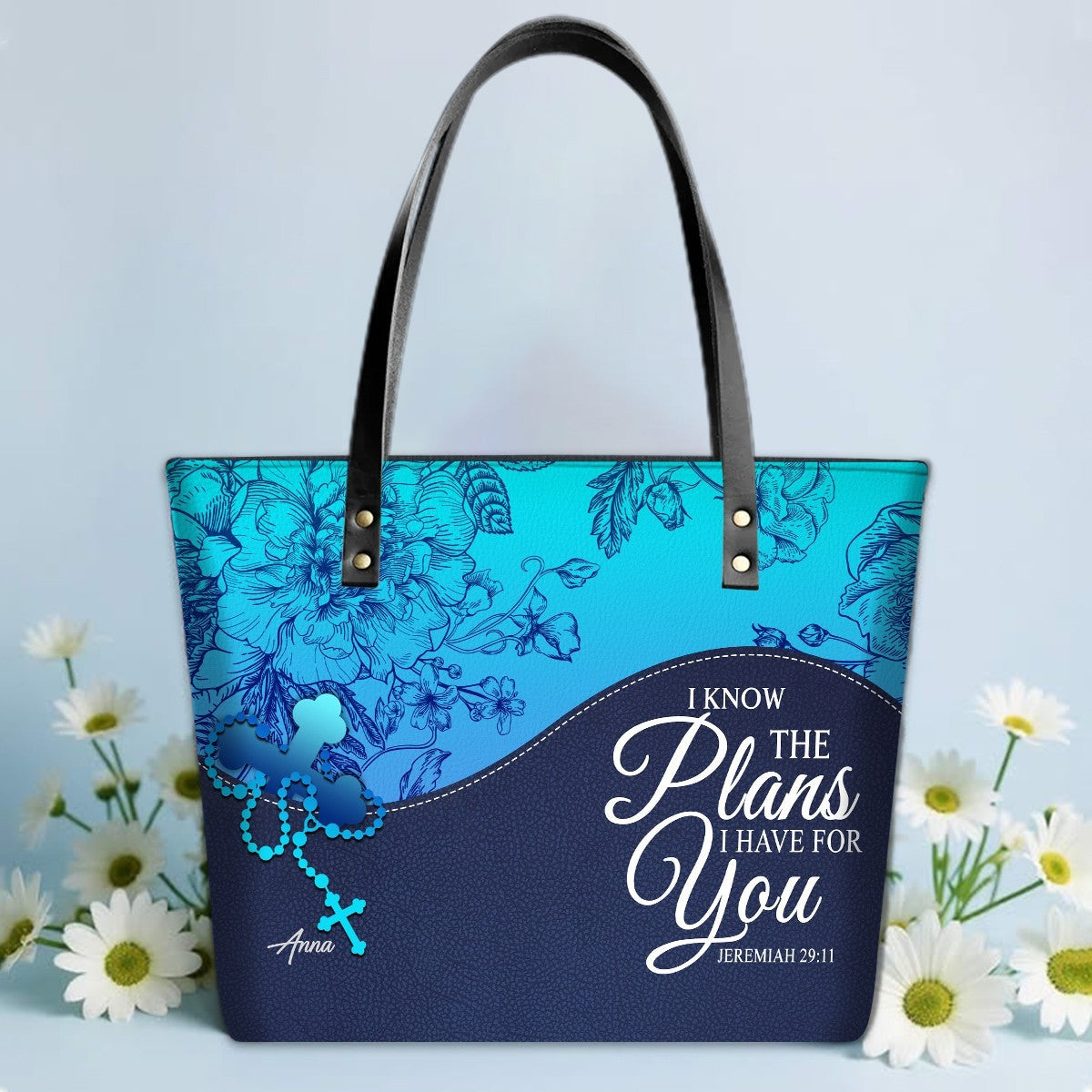 Personalized Leather TOTE Bag – Custom Name & Bible Verse Christian Handbag | CHRISTIANARTBAG Luxury Collection