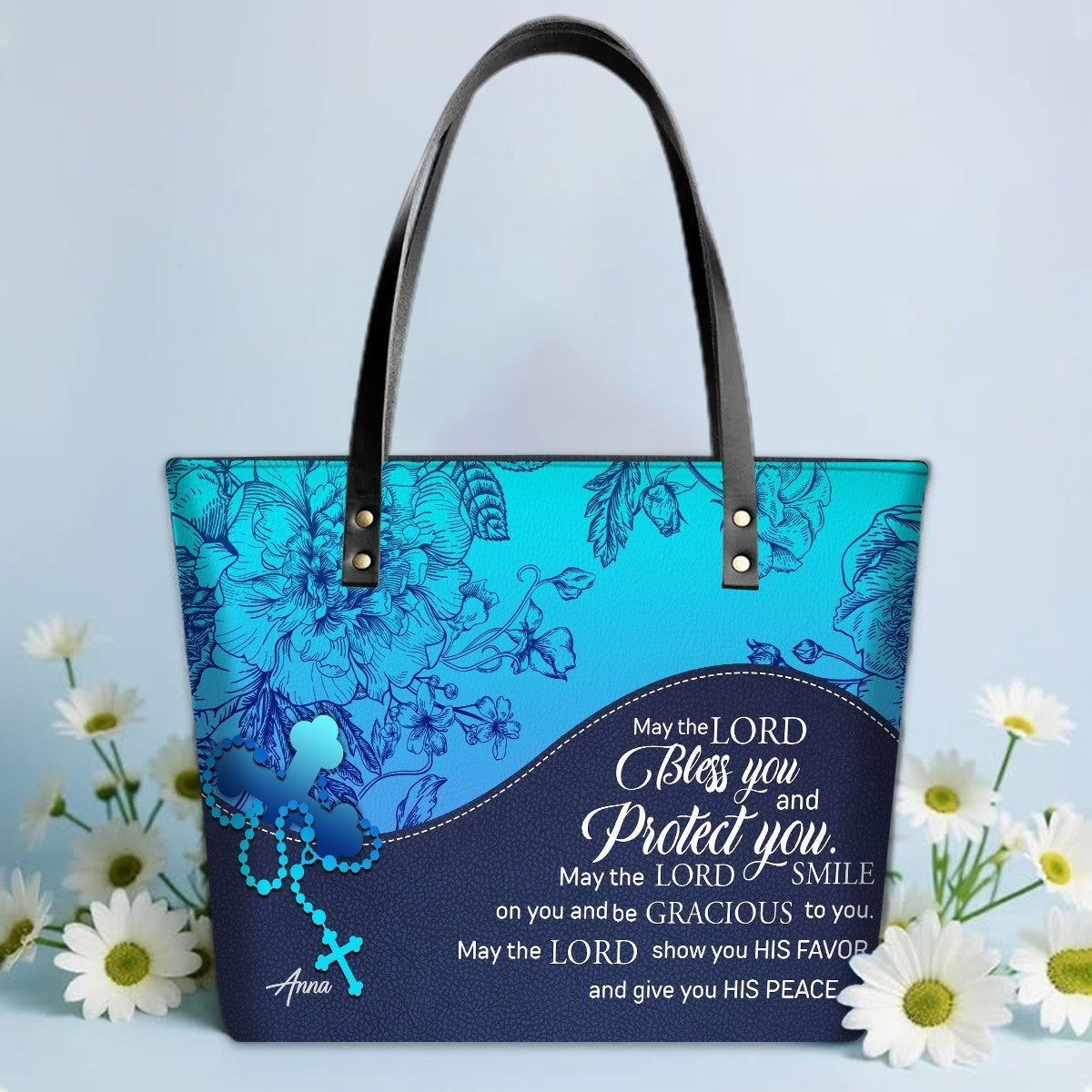 Personalized Leather TOTE Bag – Custom Name & Bible Verse Christian Handbag | CHRISTIANARTBAG Luxury Collection