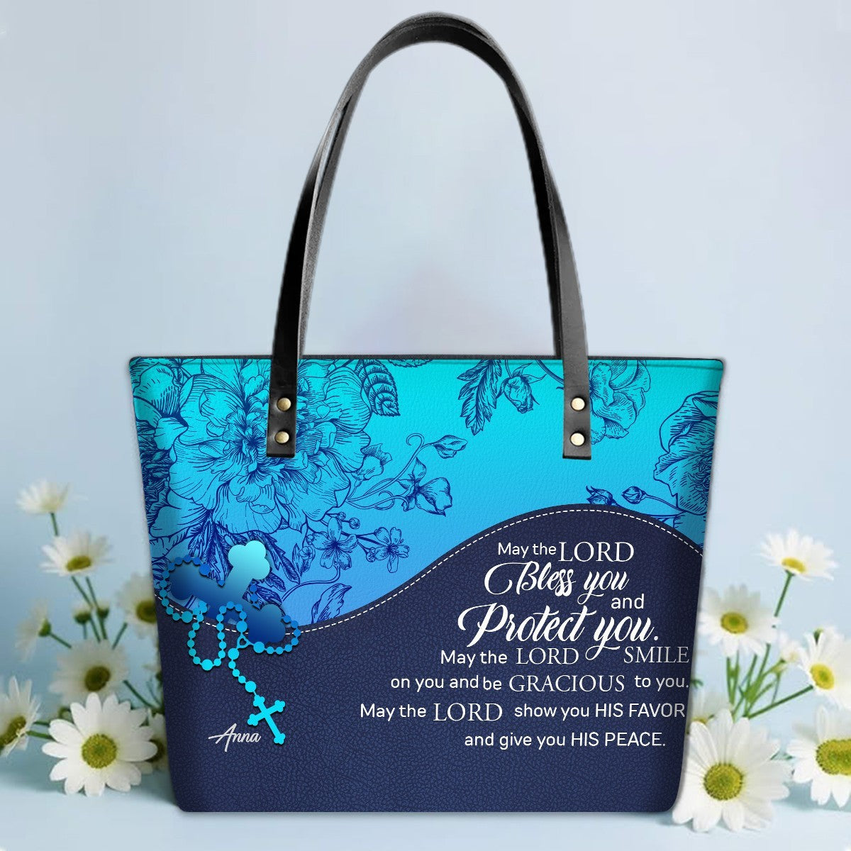 Personalized Leather TOTE Bag – Custom Name & Bible Verse Christian Handbag | CHRISTIANARTBAG Luxury Collection