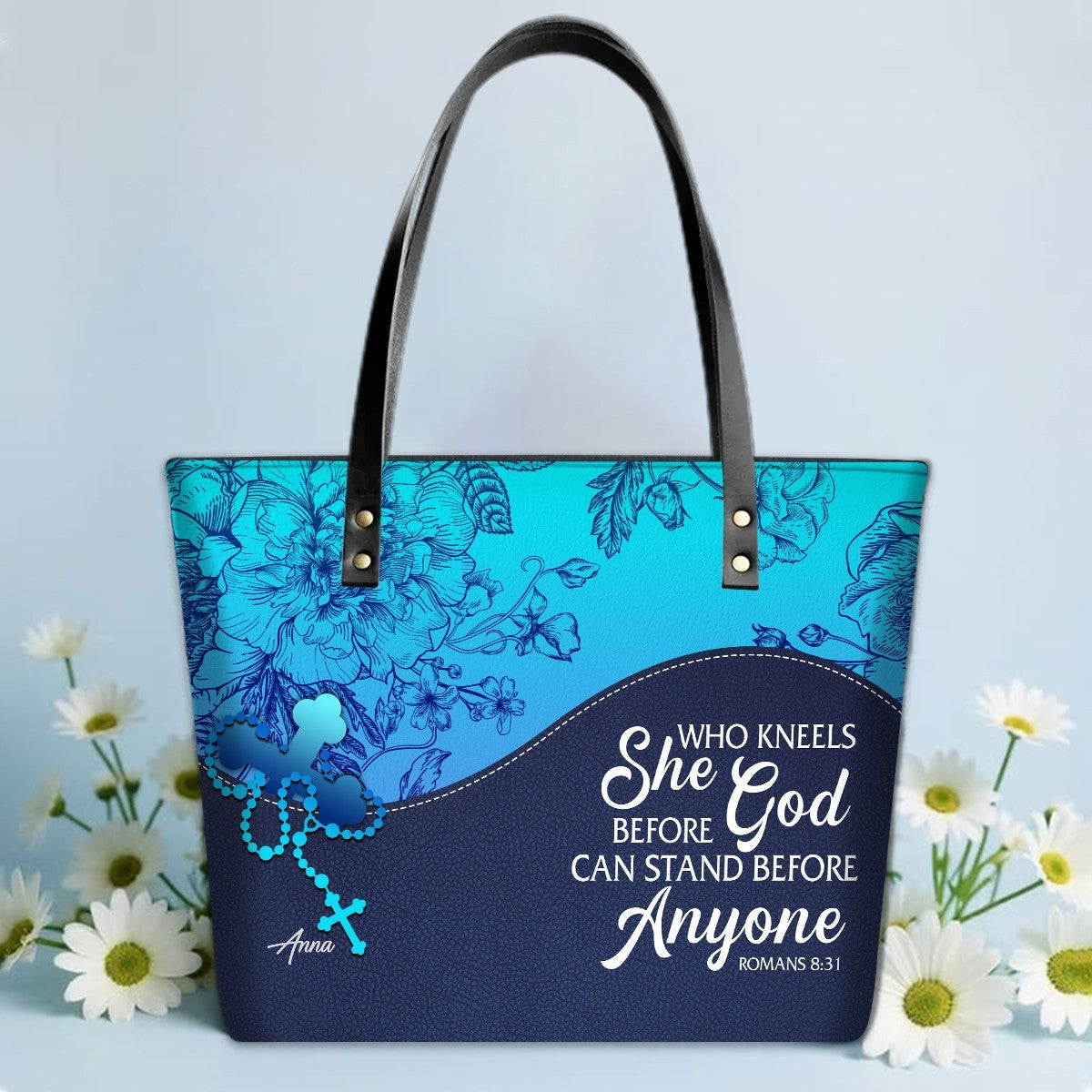 Personalized Leather TOTE Bag – Custom Name & Bible Verse Christian Handbag | CHRISTIANARTBAG Luxury Collection