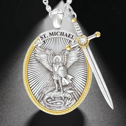 St. Michael The Archangel Necklace - Catholic Patron Saint Protection Pendant Jewelry for Men & Women
