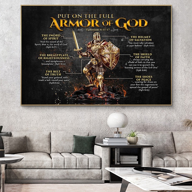 Christianartbag Home Decor, Put On The Full Armor Of God Poster Prints For Home Decor Warrior of God Religious Jesus Christian Canvas Painting Wall Art - Christian Art Bag