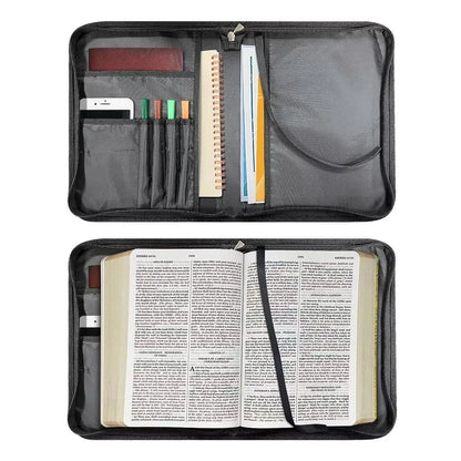 Personalized Bible Cover, Bible bag comes with a portable handle, Waterproof PU Leather Zipper Book Cover Bible Bag Bible Carrying Case M-2XL