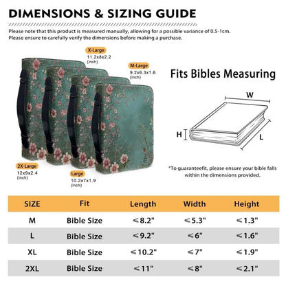 Personalized Bible Cover, Bible bag comes with a portable handle, Waterproof PU Leather Zipper Book Cover Bible Bag Bible Carrying Case M-2XL