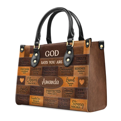 Christian Art Bag God Says You Are Personalized Handbag with Long Wallet | Custom Scripture Leather Tote & Purse Set | Faith Based Religious Gifts for Her CAB01061526