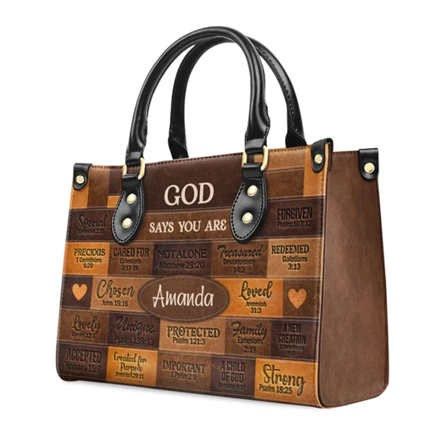 Christianartbag Handbags, God Says I Am Leather Handbag, Personalized Bags, Gifts for Women, Christmas Gift, CABLTB0117724.