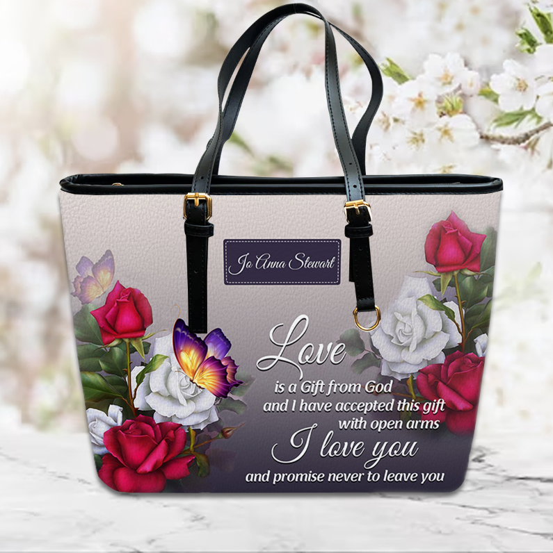 Christianart Handbag, Love Is A Gift From God, Personalized Gifts, Gifts for Women, Christmas Gift.