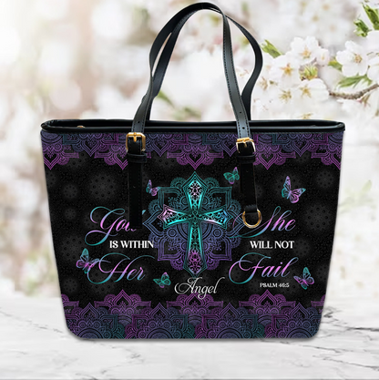 Christianartbag Handbags, God Is Within Her She Will Not Fail Psalm 46 5 Mandala Leather Handbag, Handbag Design, Personalized Leather Handbag, Gifts for Women, CABLTB0103123.